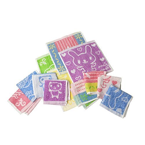 ミニタオル ハンドタオル ハンカチ セット かわいい 動物 花 柄 ヒツジ パンダ うさぎ こども 子供 男の子 女の子 ピクニック にも 使える 12枚,タオル,ハンカチ,こども