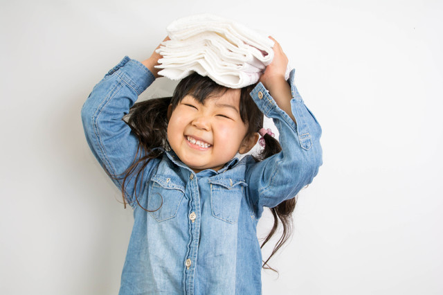 女の子とタオル,ループ,タオル,