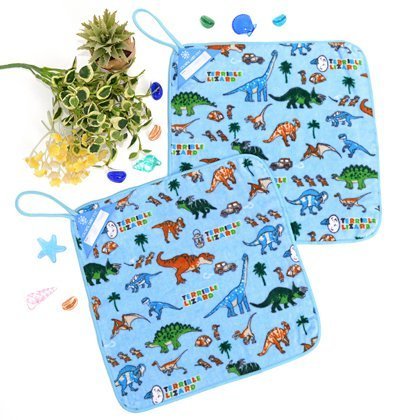 ふんわり優しいMyループタオル・今治産　発見！探検！恐竜大陸（ライトブルー）（2枚セット）　日本製　N8503120,ループ,タオル,