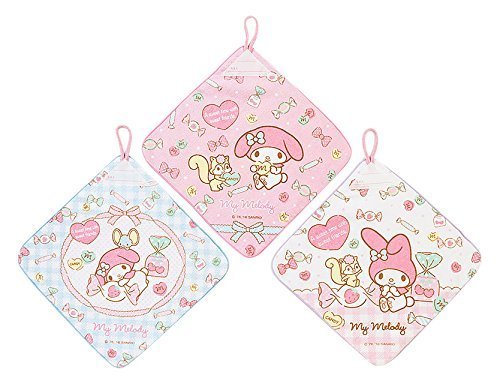 マイメロディ ループ付きハンドタオル3枚セット(キャンディ),ループ,タオル,