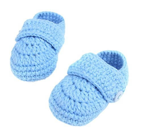 (ビグッド)Bigood ニットベビーシューズ ファーストシューズ ニット靴 ルームシューズ 新生児 子供用 ボタン付き お祝い ソックスシンプルブルー,赤ちゃん,ルームシューズ,