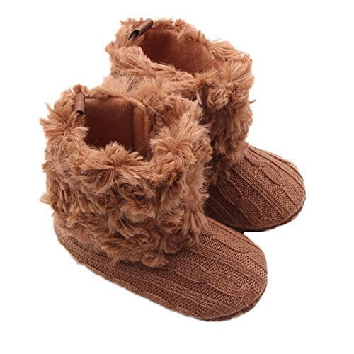 MissとMr 幼児用 ベビー用 子供靴 シューズ スノーブーツ ルームシューズ 防寒 子供 靴 モコモコ 室内履あったか 出産祝い 誕生日　プレゼント (12cm, ブラウン),赤ちゃん,ルームシューズ,