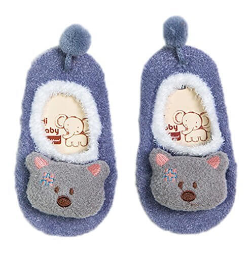 (ビグッド)Bigood かわいい ベビー 赤ちゃん もこもこ 暖かソックス 靴下 アニマル ルームシューズ ファーストシューズ 滑り止め 室内 出産祝い（パープルL）,赤ちゃん,ルームシューズ,