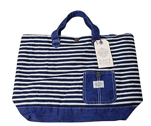 Ocean＆Ground オーシャンアンドグラウンド レッスンバッグ BLUE BLUE[キッズ・ジュニア] 1615003 HI：ヒッコリー デニム トートバッグ 手さげバック 手提げバッグ サブバッグ 大きめ おけいこ 習い事 塾 図書袋 通学 通園 子供用 男の子 女の子 シンプル,幼稚園,通園,バッグ