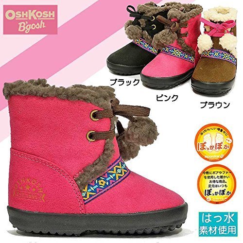 (オシュコシュ) OSHKOSH WB098 子供ブーツ 防寒 撥水加工 雪国仕様 ムートン風 14.5cm BK(ブラック),ベビー,ブーツ,