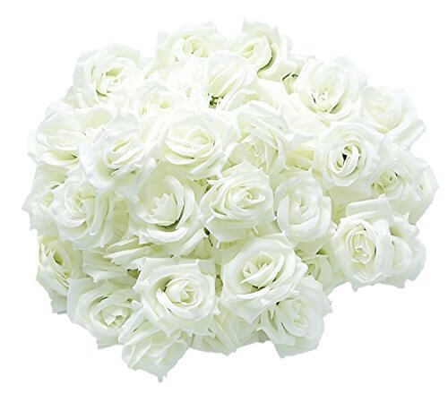 [19blue] バラ 造花 50個 8cm ブーケ ローズ 結婚式 装飾 (白 アイボリー),リース,手作り,