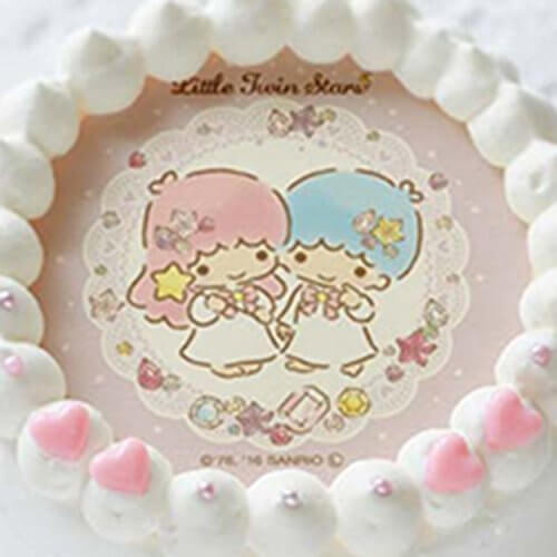 【リトルツインスターズ】 ビジュー柄 ホールケーキ(4号：2～6人分),クリスマス,ケーキ,通販