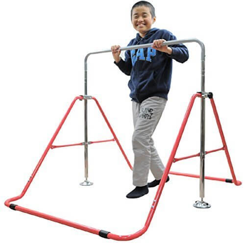 室内・屋外使用可 折りたたみ 鉄棒 レッド(赤) 子供用 40kgまで 高さ調整OK＆組立カンタン,室内鉄棒,