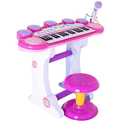 Izumin　ピアノ椅子のセット　37キ　音楽玩具　マイク付き 椅子付き　子供練習用　幼児用 おもちゃ 子供用楽器　 グランド,おもちゃ,楽器,