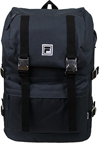 FILA フィラ メタルバックル バックパック FM2024 ガチャロック デカリュック リュックサック デイバック フロントポケット あり カジュアル フラップ付きリュック チャコール グレー,子育て,リュック,