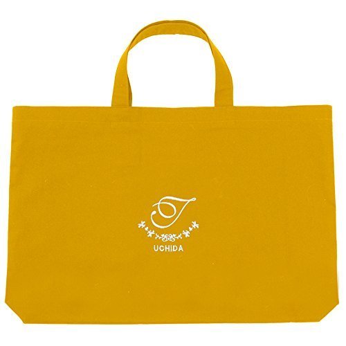 レッスンバッグLサイズ 　名入れ　ロゴアーチ　マスタード　入園入学 受験 訪問 面接 オリジナル ロゴ刺繍 マチあり ししゅう入り 通学・習い事 トートバッグ 手提げかばん 絵本かばん 幼稚園 小学校 中学 高校 (L：縦30cm×横40cm　マチ5cm),幼稚園,バッグ,