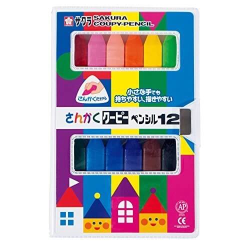 サクラクレパス さんかくクーピーペンシル 12色 FYL12,鉛筆,持ち方,