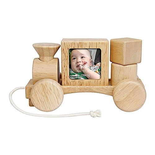 贈り物セット 名入れレリーフセット フォトフレーム つみきトレイン,赤ちゃん ,誕生記念,