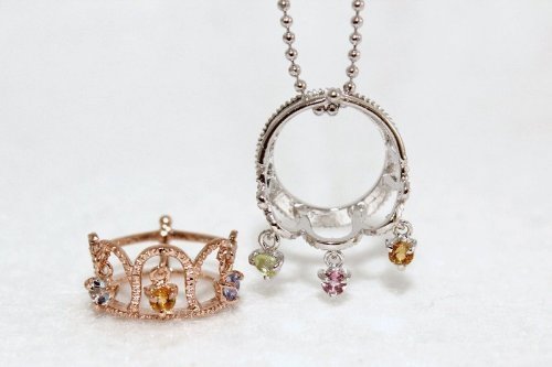 お守りんぐ メモリアルジュエリー お好きな誕生石 3石タイプ K10 ラッキーベル ホワイトゴールド ベビーリング,赤ちゃん ,誕生記念,