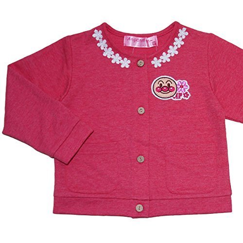 2016年 春物 アンパンマンガール ミニ裏毛 衿レース カーディガン Anpanman Girl レッド◇80cm,子供服,カーディガン,