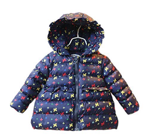 （マソンナーニ）Masonanic 女の子　ダウンジャケット　コート　秋冬 子供服　キッズ　アウター　中綿 厚手　暖かい 女の子 ブルゾン フィート付き (120cm, ネイビー),子供服,コート,