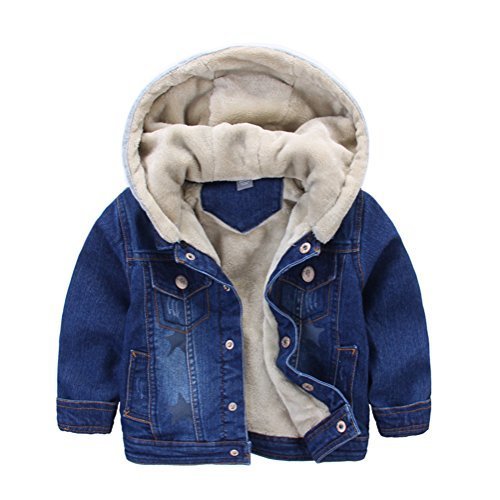 FYX キッズ デニムジャケット ボーイズ ガールズ ジージャン Gジャン 男の子 女の子 裏ボア デニム ジャケット フード付 アウター ブルゾン 85cm~125cm (85cm),子供服,コート,