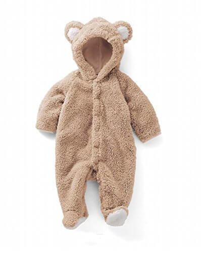 【KAKEHASI】かわいい耳付 シッポ付き ベビー 用 きぐるみ ロンパース 防寒 暖かい コート アウター インナー 出産祝い カバーオール 男女兼用 ベージュクマ 70cm～100cm 【80cm(4-12ヶ月）】,赤ちゃん,冬,おでかけ