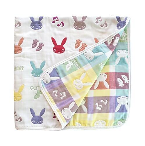 （アーネス）Arnes 主婦が選んだ 6重 ガーゼケット おくるみ ベビー オーガニック コットン 110cm×110cm（うさぎさん）【保証付】,赤ちゃん,冬,おでかけ