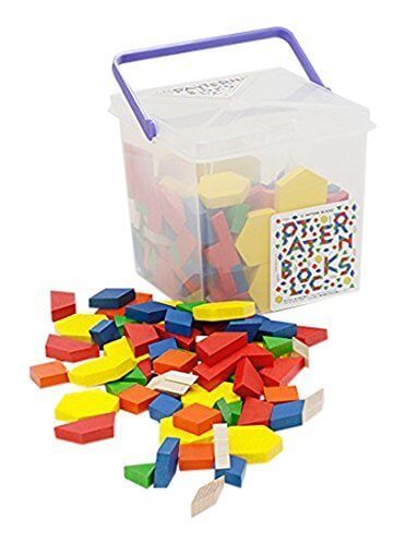パターンブロック【東洋館出版社オリジナル・木のおもちゃ・250ピース・取っ手付き堅牢キューブケース入り】,知育玩具,小学生,