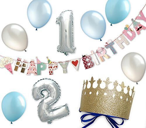ハーフバースデー 風船 誕生日 飾り付け ガーランド １歳 ２歳 繰り返し使える 男の子 飾り 記念撮影に必要な飾りが揃うセット パーティー クラウン（ボーイズ１・２),ハーフバースデー,お祝い,