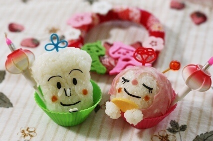 しょくぱんまんとドキンちゃんのおにぎり,ひな祭り,弁当,