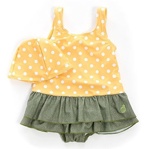 子供 水着 女の子 sandia（サンディア） イエロードットティアード ワンピース キャップ付き 110,幼稚園,水着,選び方