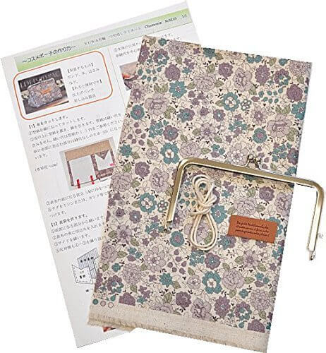 【コスメポーチキット】YUWAラミネート＆本革タグ＆がま口 (ナチュラルパープル),手作り,ポーチ,