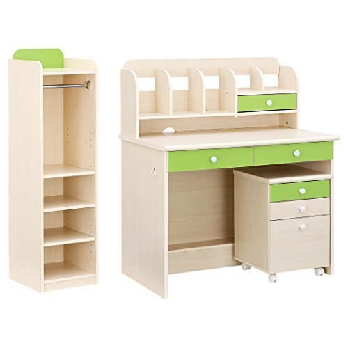学習机 学習デスク LOOKING(ルッキング) ワゴン・ハンガーラック付き (ナチュラル×グリーン),ライフスタイル,学習机,選び方
