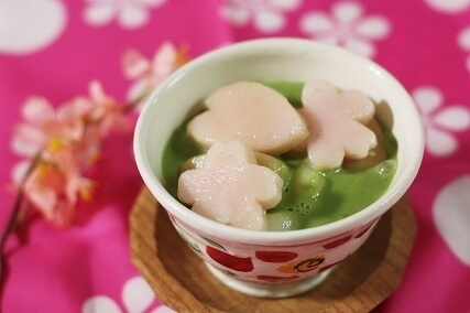 桜白玉の抹茶スイーツ,お花見,レシピ,