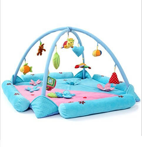 サンフラワー(SUNFLOWER) ベビージム・プレイマット 赤ちゃんのおもちゃ インテリア・デコレーション ベビー&マタニティ 大きいサイズ 男女兼用 デラックスジム 9個おもちゃが付き ブルー,赤ちゃん,おもちゃ,