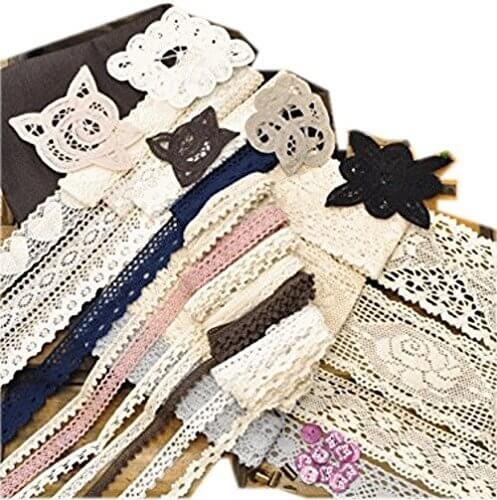 MY mama 【レース福袋】人気のトーションレース15巻セットにリネン生地【チョコ】,手作り,手帳,