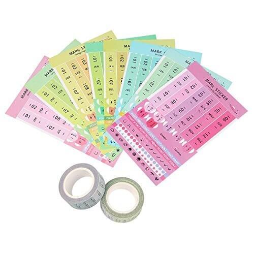 FISTE　スケジュールステッカー　手帳用シール　時間別　日付別　和風　カスタムダイアリーステッカー　付箋 フィルムタイプ シール　インデックスラベル　マスキングテープ,手作り,手帳,