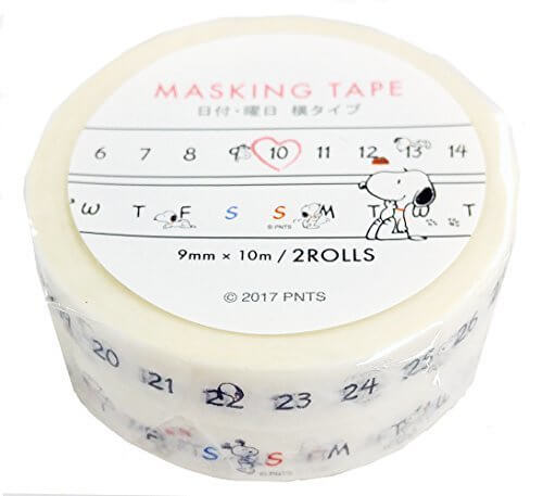 デルフィーノ マスキングテープ 日付・曜日横タイプ PEANUTS スヌーピー P-12936,手作り,手帳,