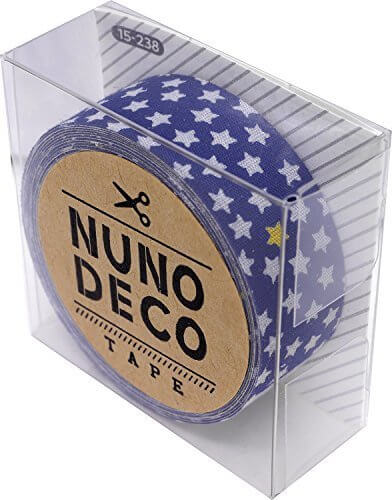 KAWAGUCHI(カワグチ) NUNO DECO TAPE ヌノデコテープ 1.5cm幅 1.2m巻 ちいさなスターあお 15-238,幼稚園,デコ,ヌノデコ