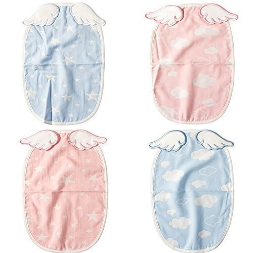 Youruo 4枚セット 汗取りパッド 無添加4重ガーせ 天使の羽 春夏 秋冬 新生児 ベビー ギフト 男の子 女の子,汗取り,パッド,赤ちゃん
