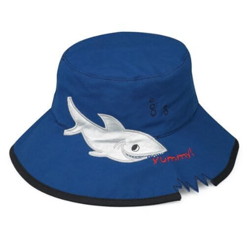 ＵＶカット帽子 - キッズ ハット (シャーク/ブルー55cm) 紫外線カット率最高値UPF50+,UVカット,帽子,