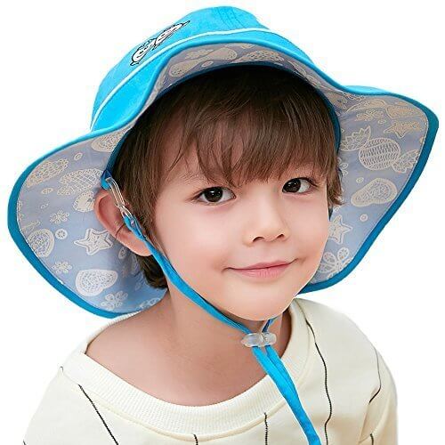 (シッギ)Siggi　コットン100%　柔かい　取り外すあご紐　折りたたみ　つば広　可愛い　バケットハット　日よけ帽子　シェードハット　ボーイズ　ガールズ　ハット 帽子　春夏　uv　アウトドア　旅行　自転車　52㎝　53㎝　54㎝　ブルー,UVカット,帽子,