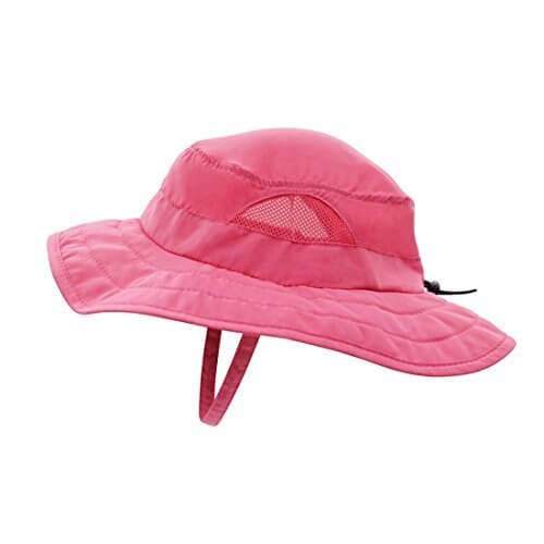 (コネクタイル)Connectyle キッズ UPF 50+ サファリハット 紫外線 UVカット ハット 子供 サンバイザー 通園 通学 帽子 (ローズレッド),UVカット,帽子,