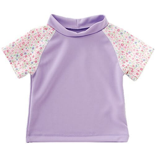 (チャックル) chuckle ハイネック小花柄半袖ラッシュガード【日本製】【Tシャツタイプ】 パープル 80-90cm M8551-90-80,ベビー,ラッシュガード,