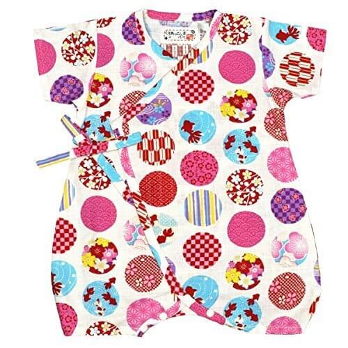 アスナロ（甚平） 甚平 カバーオール ベビー 女の子 子供用 日本製生地 和柄 鞠 綿100％60-70 ホワイト,子供用,甚平,