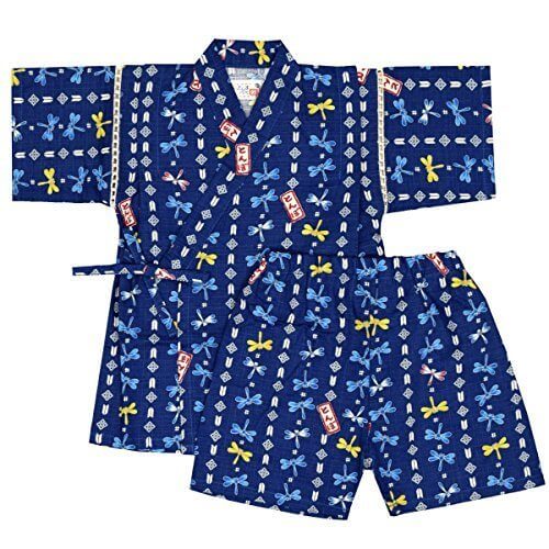 アスナロ（甚平） 甚平 キッズ 男の子 とんぼ柄 和柄 綿100％ 上下 じんべい ジンベエ120 ネイビー,子供用,甚平,