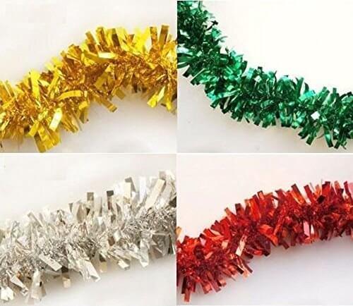 キラキラ パーティー モール クリスマス ツリー デコレーション 金 銀 赤 緑 四色 各ニ本 8本 セット 2m 飾り イベント 結婚式 2次会 新年会 花輪 リボン 幼稚園 お遊戯 教室 カラーバー hzk-576,手作り,うちわ,