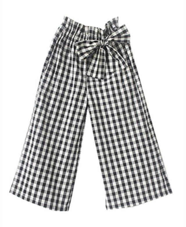 (パイミ)PAIMI 子供服 キッズ 女の子 ガウチョパンツ ワイドパンツ ボトム チェック柄 リボン ウエストゴム 女児 ジュニア,キッズ,ガウチョパンツ,