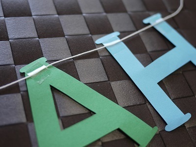 糸付きのアルファベット文字,ガーランド,作り方,