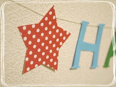 ドット柄の星,ガーランド,作り方,