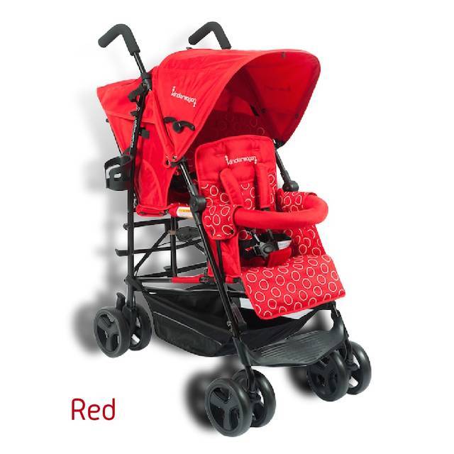 赤いkinder wagon,二人乗り,ベビーカー,