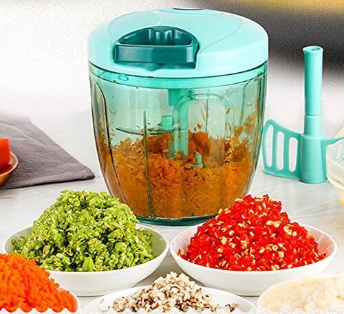 アップグレード 型　手動フードプロセッサー　野菜みじん切り器　900ML 　大根おろし器　みじん切りカッター　 野菜カッターチョッパー　 キッチンツール　キッチン用品　調理器セット　多機能　大容量　製菓道具　使いやすい　ナッツ　ニンジン　玉ねぎ　離乳食,みじん切り,チョッパー,