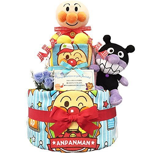KanonBabys アンパンマンとバイキンマンのおむつケーキ/ダイパーケーキ ２段 (パンパースS20枚 男の子 出産祝い用),ベビーシャワー,