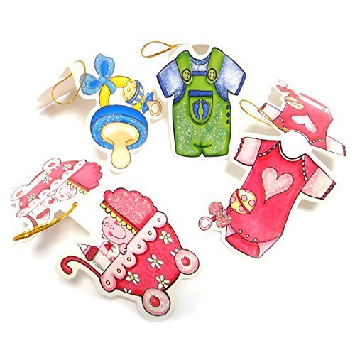 ベビーシャワー用　メッセージカード　4枚セット 出産祝い用カード 紐付き・裏表柄あり ラメ ギフトカード 色々使える4デザインワンセット 封筒なし,ベビーシャワー,